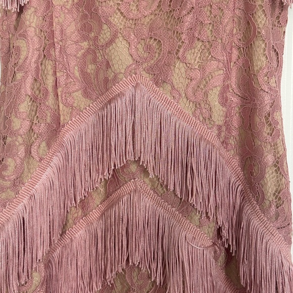 PrettyLittleThing Pink Lace Fringe Mini Dress - Picture 15 of 16